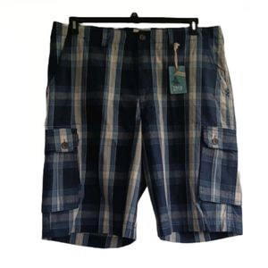 MEN'S TRUE NATION BLUE PLAID CARGO SHORTS